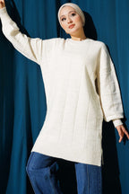 Kare Desenli Yumoş Triko Tunik