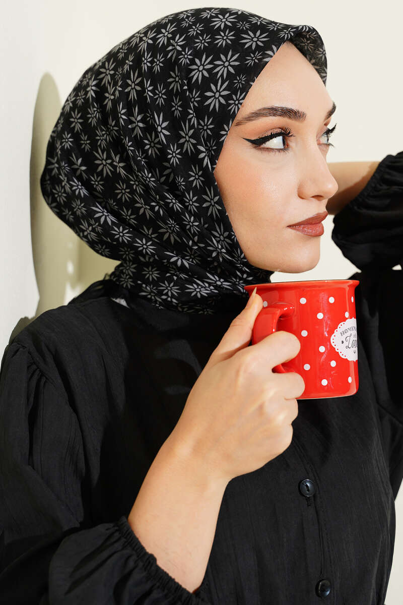 Karışık Desen Flamu Cotton Eşarp Asorti 1