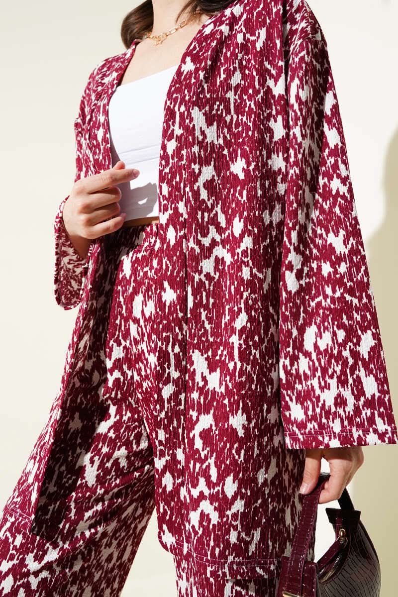 Karışık Desenli Bürümcük Kimono İkili Takım