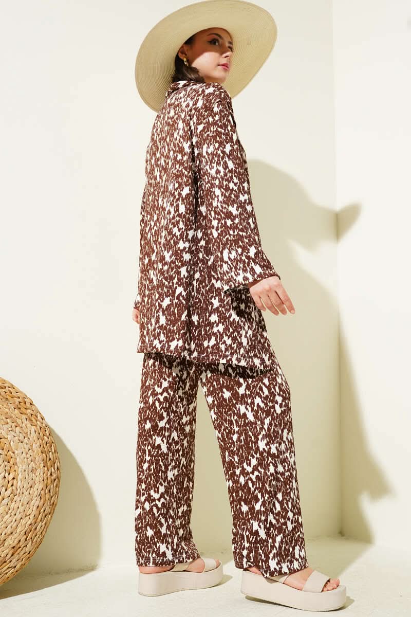 Karışık Desenli Bürümcük Kimono İkili Takım