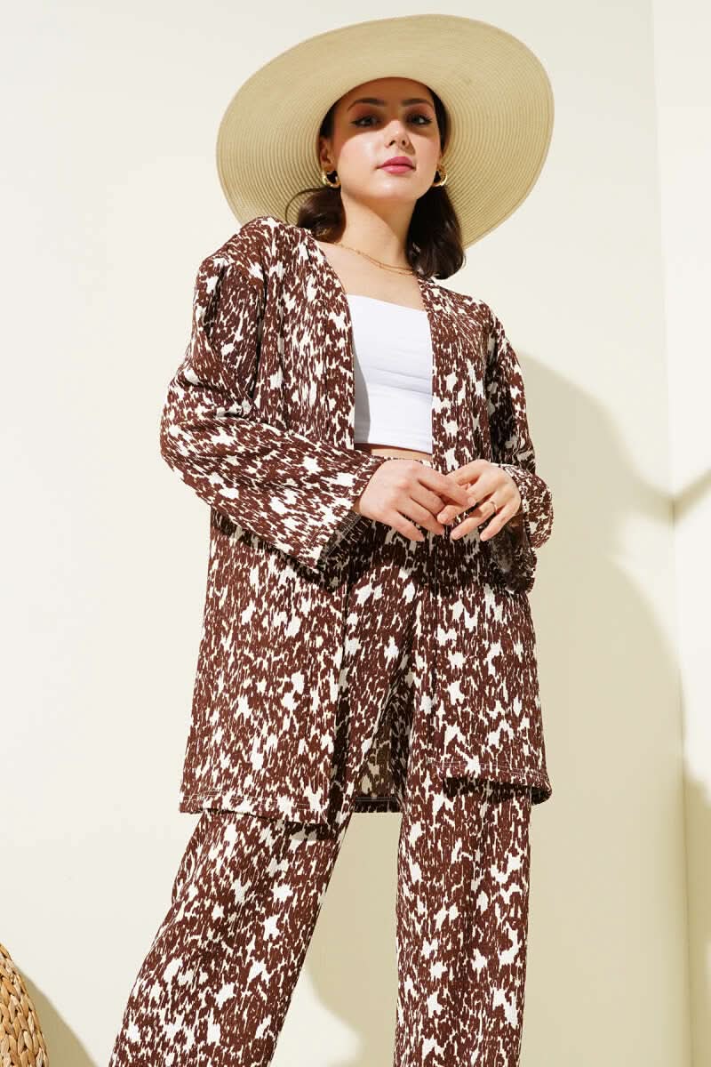 Karışık Desenli Bürümcük Kimono İkili Takım