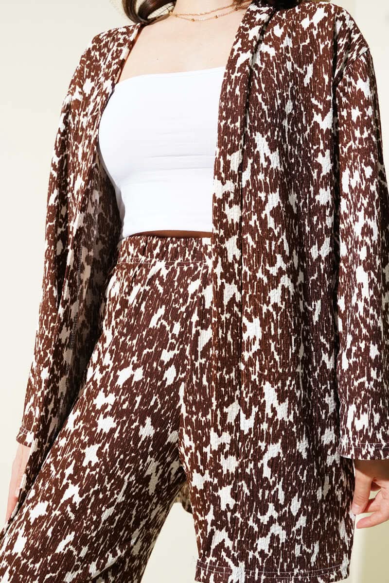 Karışık Desenli Bürümcük Kimono İkili Takım