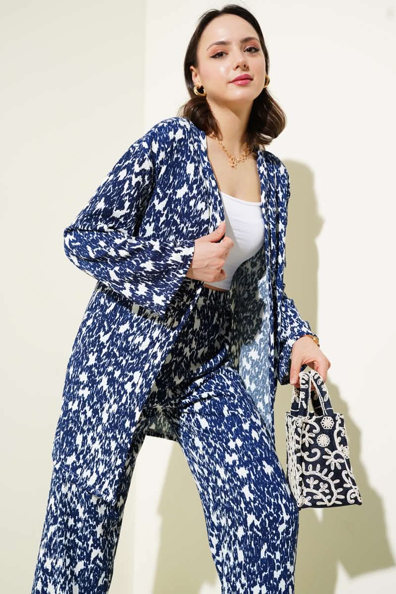 Karışık Desenli Bürümcük Kimono İkili Takım