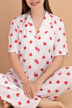 Karışık Desenli Gömlek Yaka Pijama Takımı