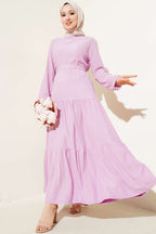 Kleid mit mehrlagiger Bouclé-Schärpe