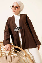 Kemer Detaylı Fitilli Kaşe Kimono