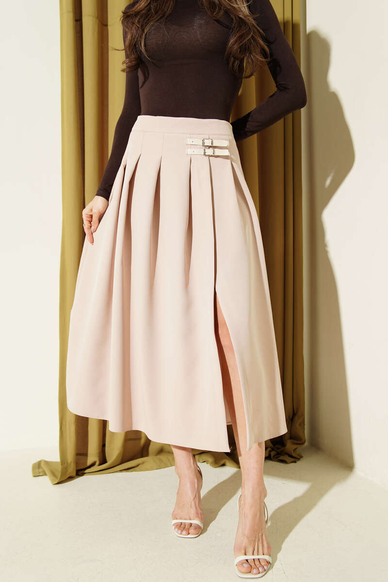 Slit Midi Skirt with Belt Detail Второстепенное изображение товара