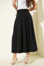 Kemer Detaylı Yırtmaçlı Midi Etek