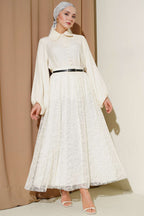 Kemerli Çiçekli Kloş Tül Etek