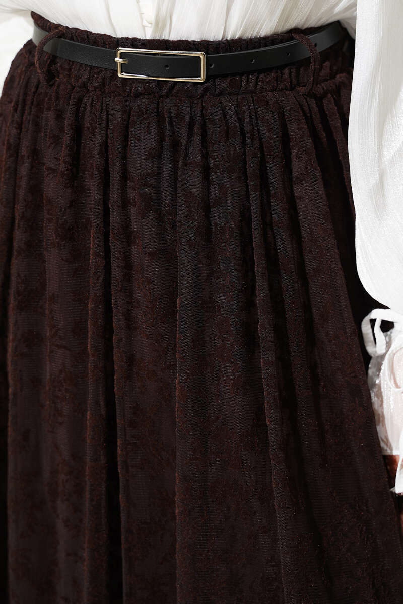 Kemerli Çiçekli Kloş Tül Etek