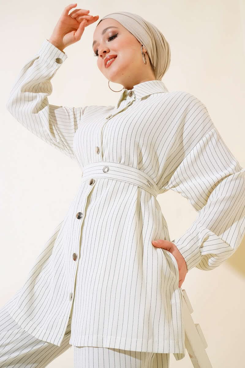 Kemerli Kuş Gözü Çizgili Takım