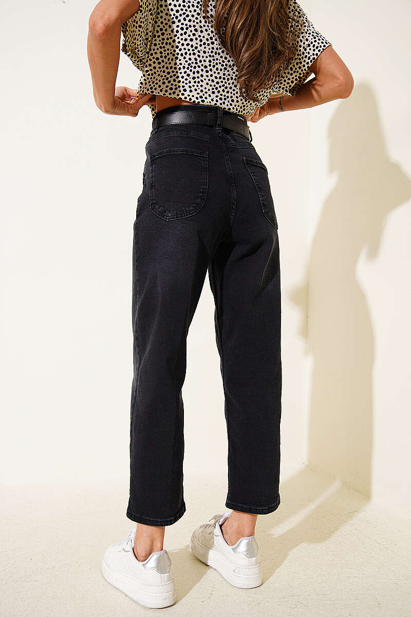 Kemerli Mom Kot Pantolon