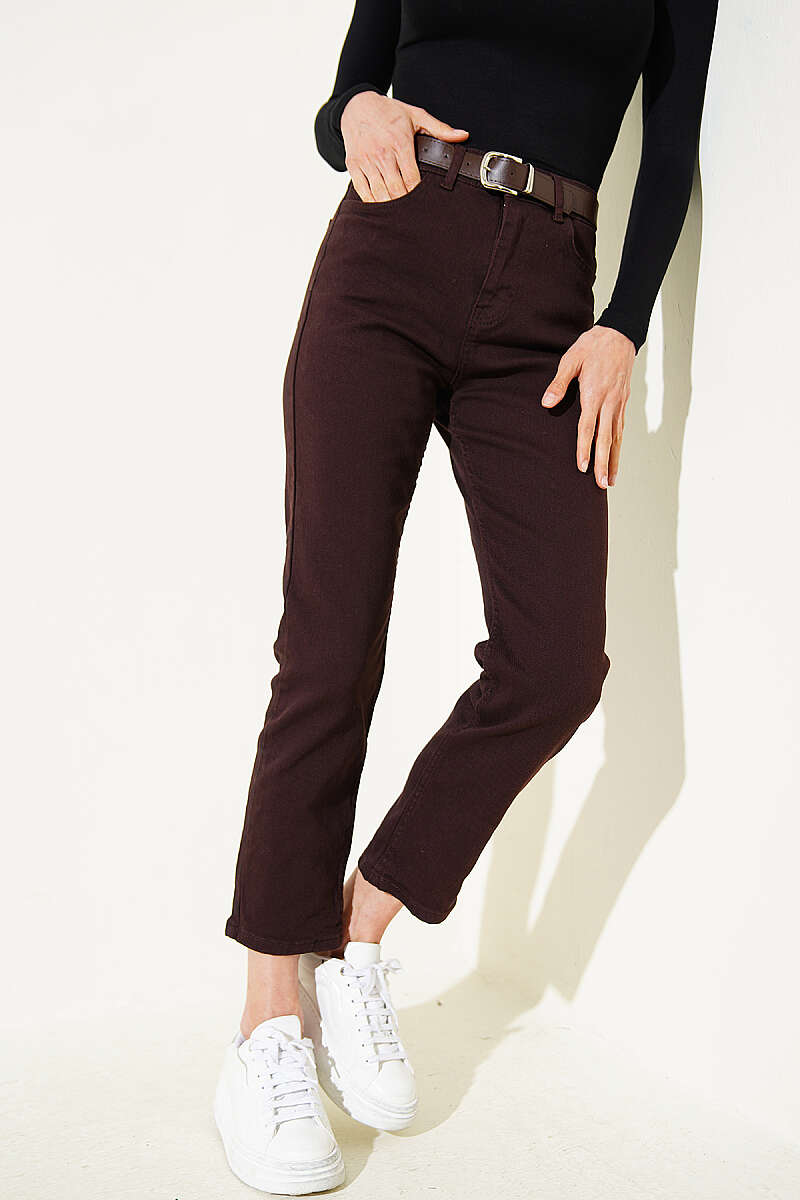 Kemerli Mom Kot Pantolon