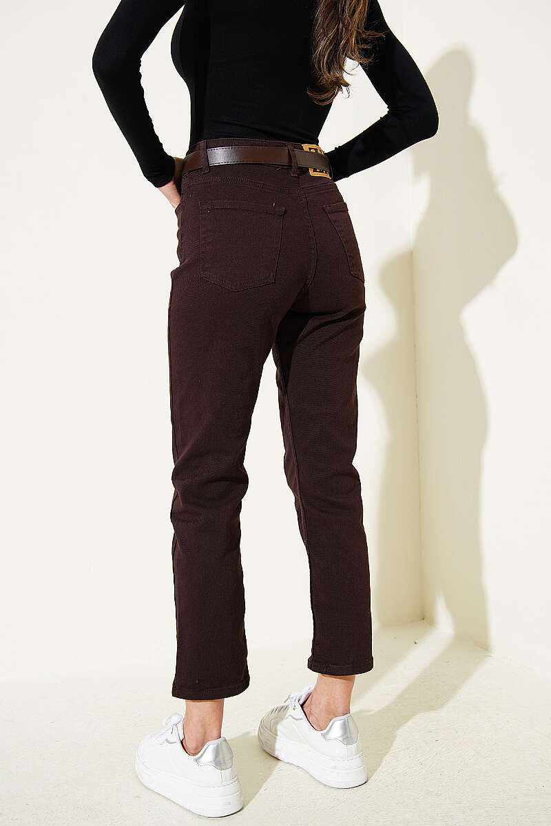 Kemerli Mom Kot Pantolon