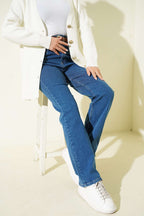 Kemerli Palazzo Kot Pantolon Açık Mavi