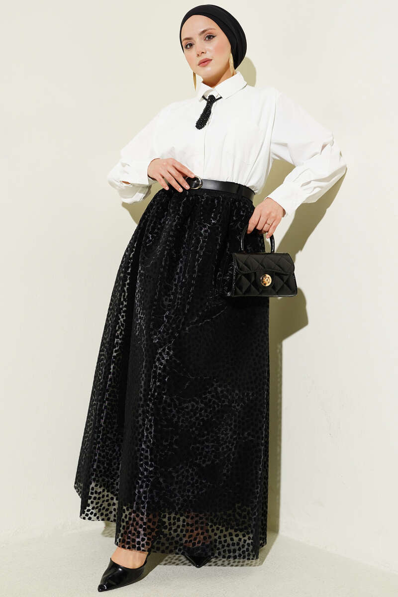 Belted Polka Dot Organza Skirt Второстепенное изображение товара