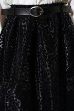 Kemerli Puantiyeli Organze Etek Siyah