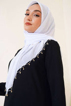 Kenarları Boncuk İşlemeli Yazma Eşarp