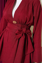 Kendinden Kuşaklı Kimono İkili Takım