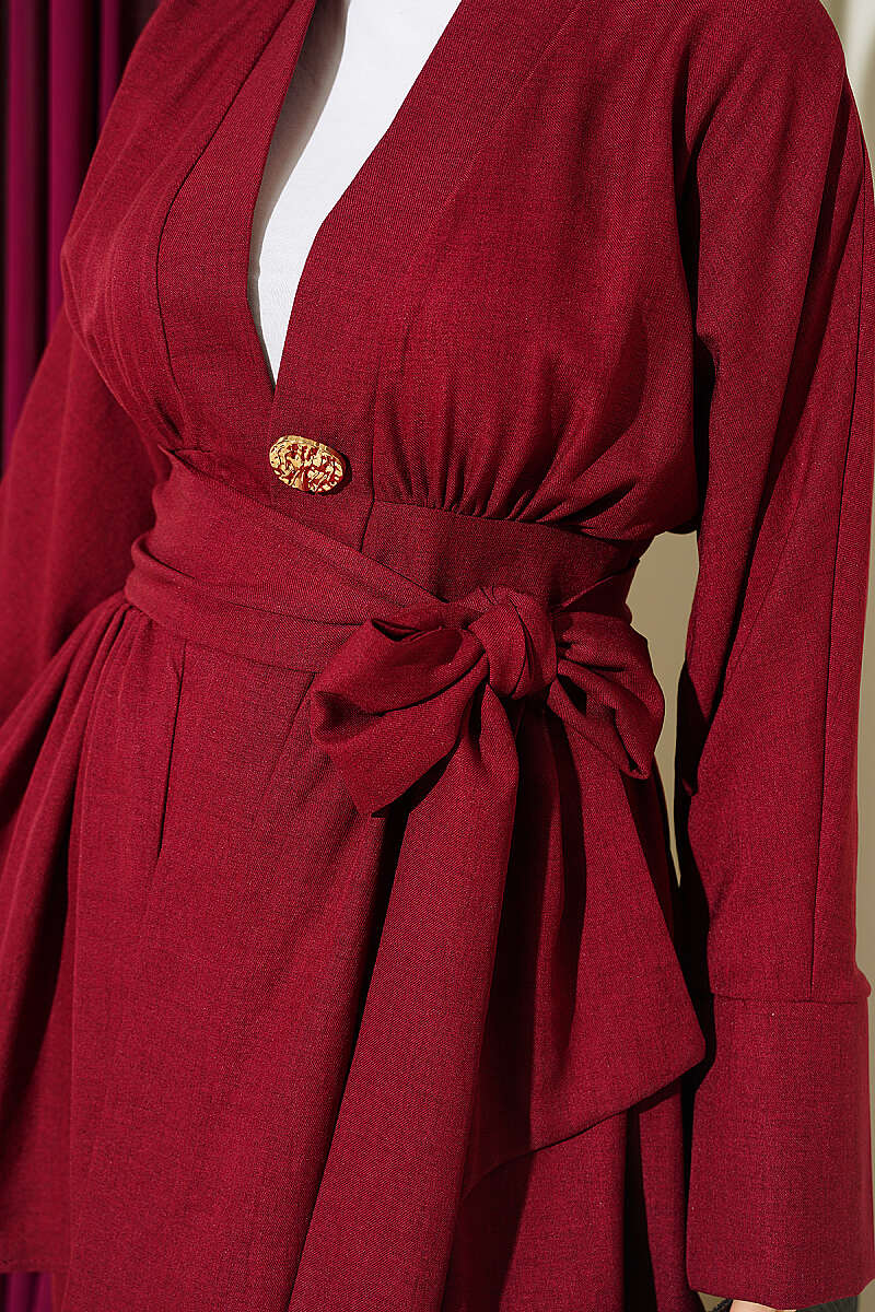 Kendinden Kuşaklı Kimono İkili Takım