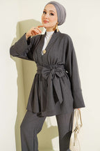 Kendinden Kuşaklı Kimono İkili Takım