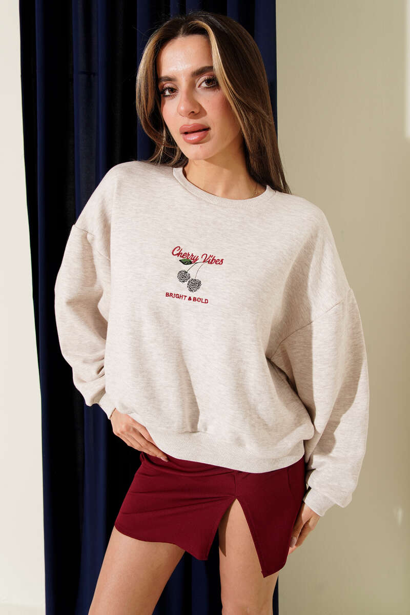 Cherry Embroidered Sweatshirt