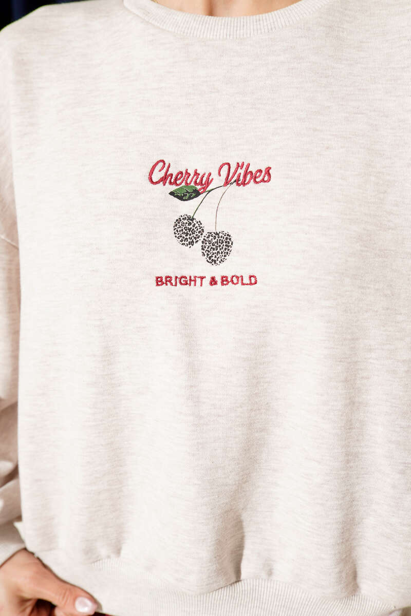 Cherry Embroidered Sweatshirt