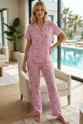 Kirazlı Zigzag Desenli Pijama Takımı