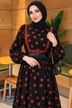 Polka Dot Frilled Dress Terracotta