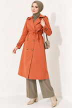 Doublebreasted Collar Trench Coat with Epaulettes