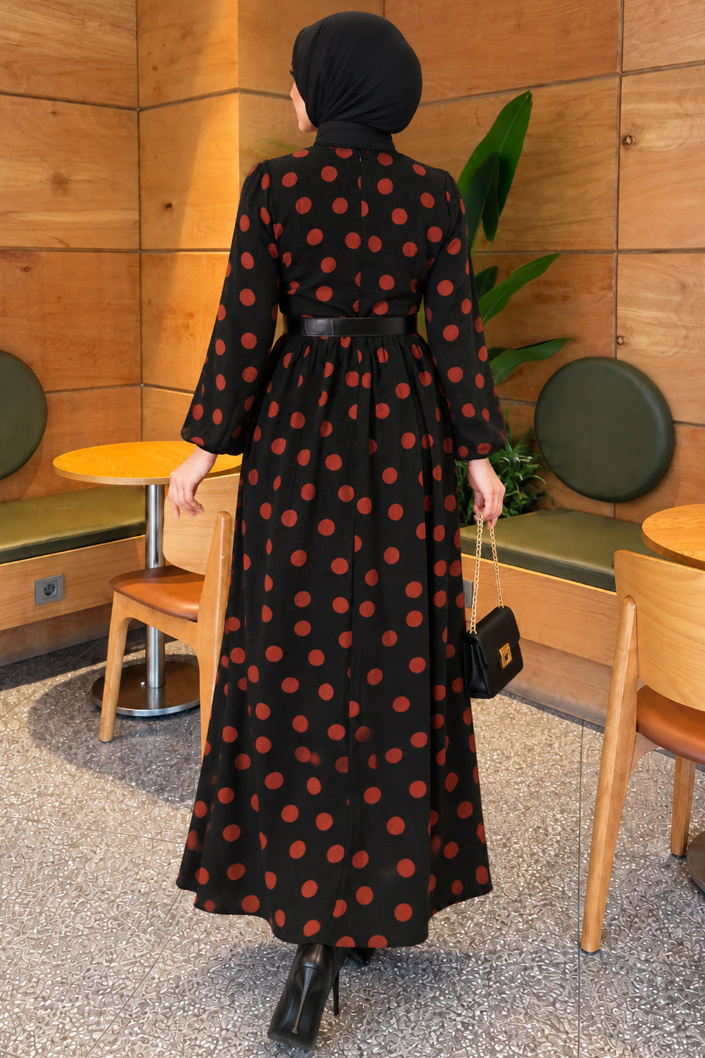 Polka Dot Frilled Dress Terracotta
