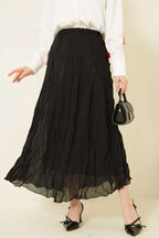 Kırışık Beli Lastikli Etek