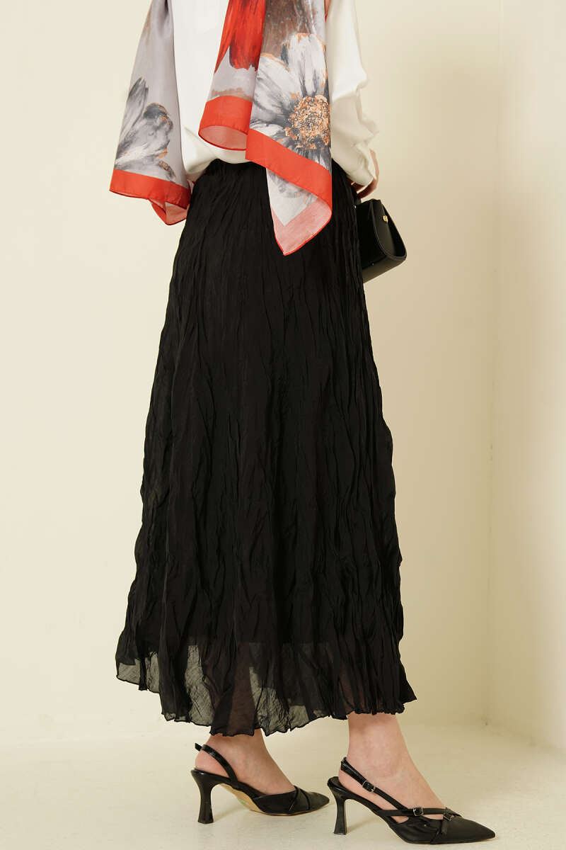 Kırışık Beli Lastikli Etek