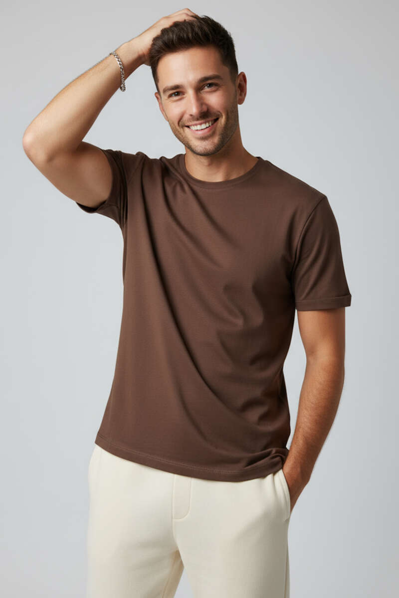 Kol Katlı Basic Erkek T-shirt