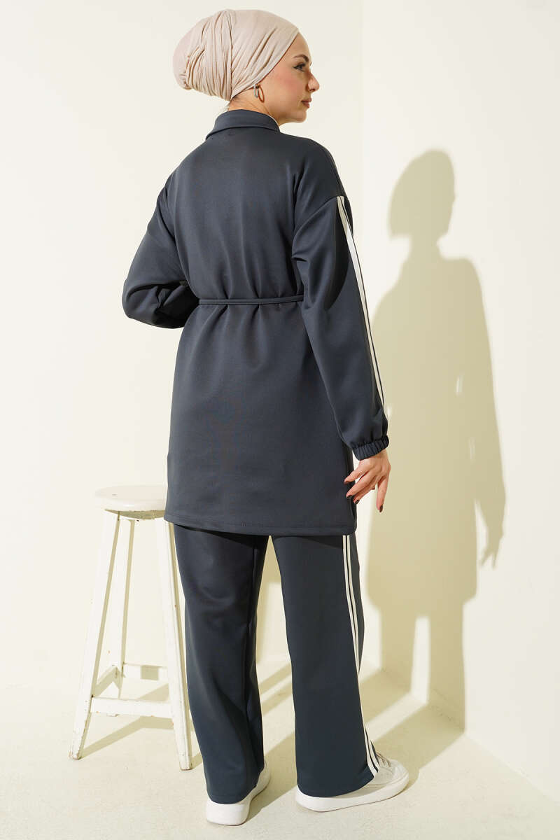 Kol Şeritli Düğmeli Scuba İkili Takım
