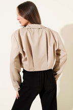 Kol Şeritli Pens Detaylı Crop Ceket