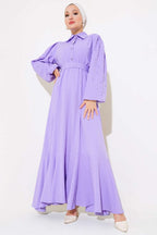 Belted Dress With Bead Detailed Sleeves