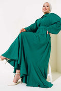 Belted Dress With Bead Detailed Sleeves