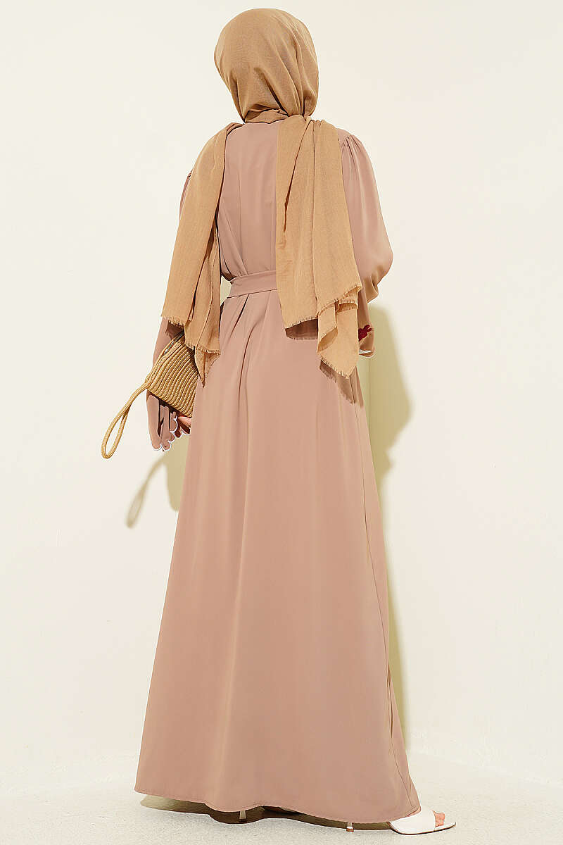 Kolları Çiçek Nakışlı Abaya