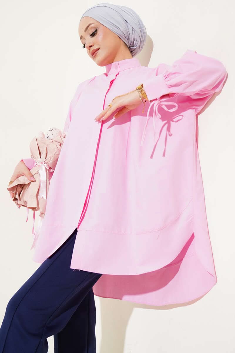 Tunic With Rope Ties And Slits On The Sleeve