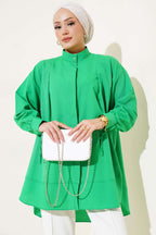 Tunic With Rope Ties And Slits On The Sleeve