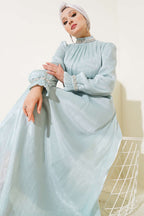 Kristal Taşlı Şifon Elbise