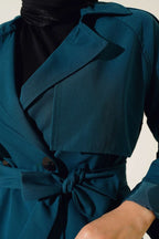 Kruvaze Yaka Kısa Trençkot