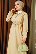 Front Ruffle Zipped Dress