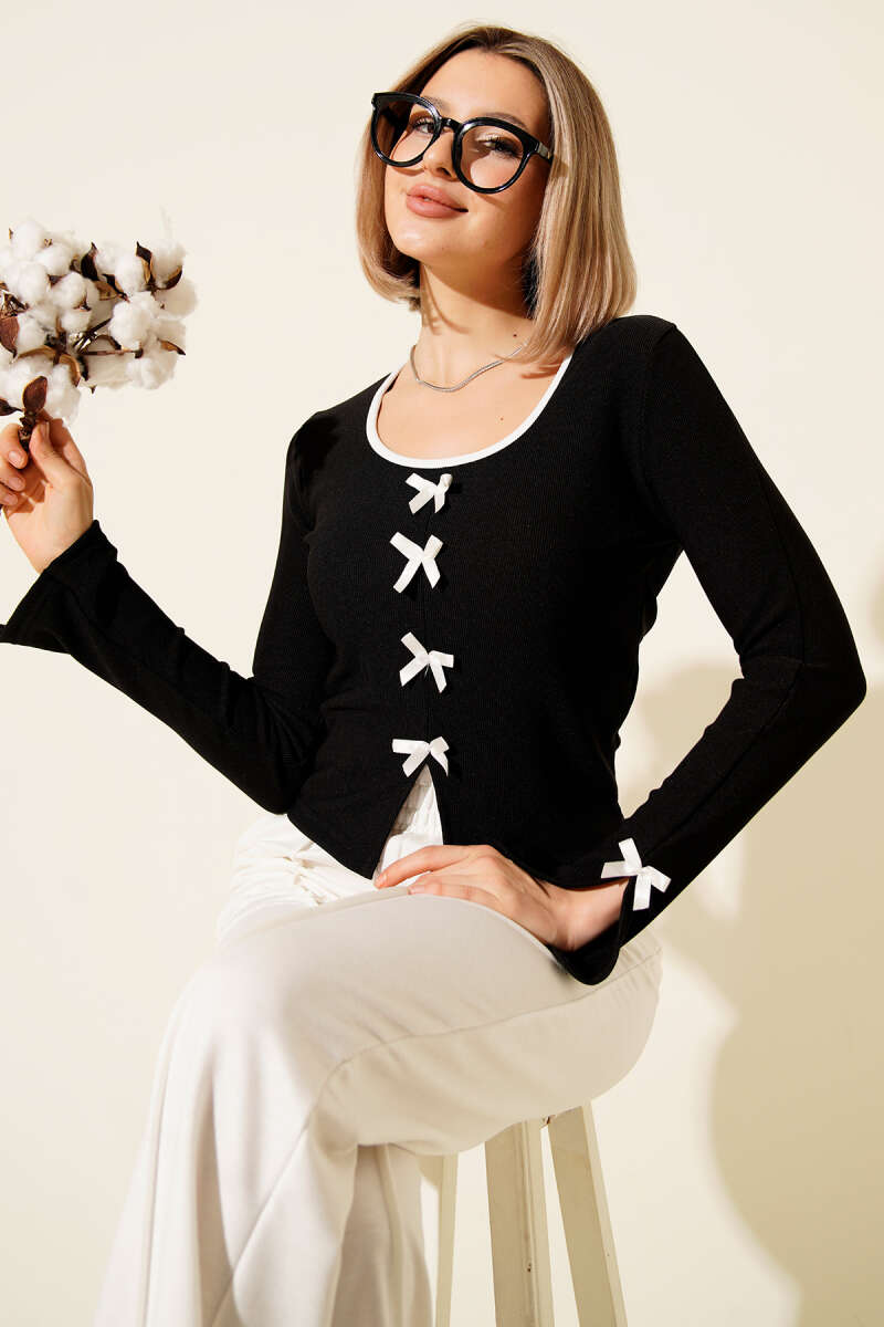 Kurdele Fiyonklu Fitilli Bluz