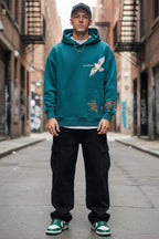 Bird Embroidered Hooded Men's Sweatshirt