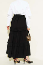 Kuşaklı Kat Detaylı Kloş Etek