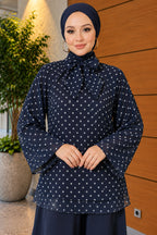 Chiffon Tunic with Polka Dot Collar Ties