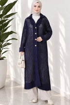 Openwork Button Detailed Knit Cardigan Beige
