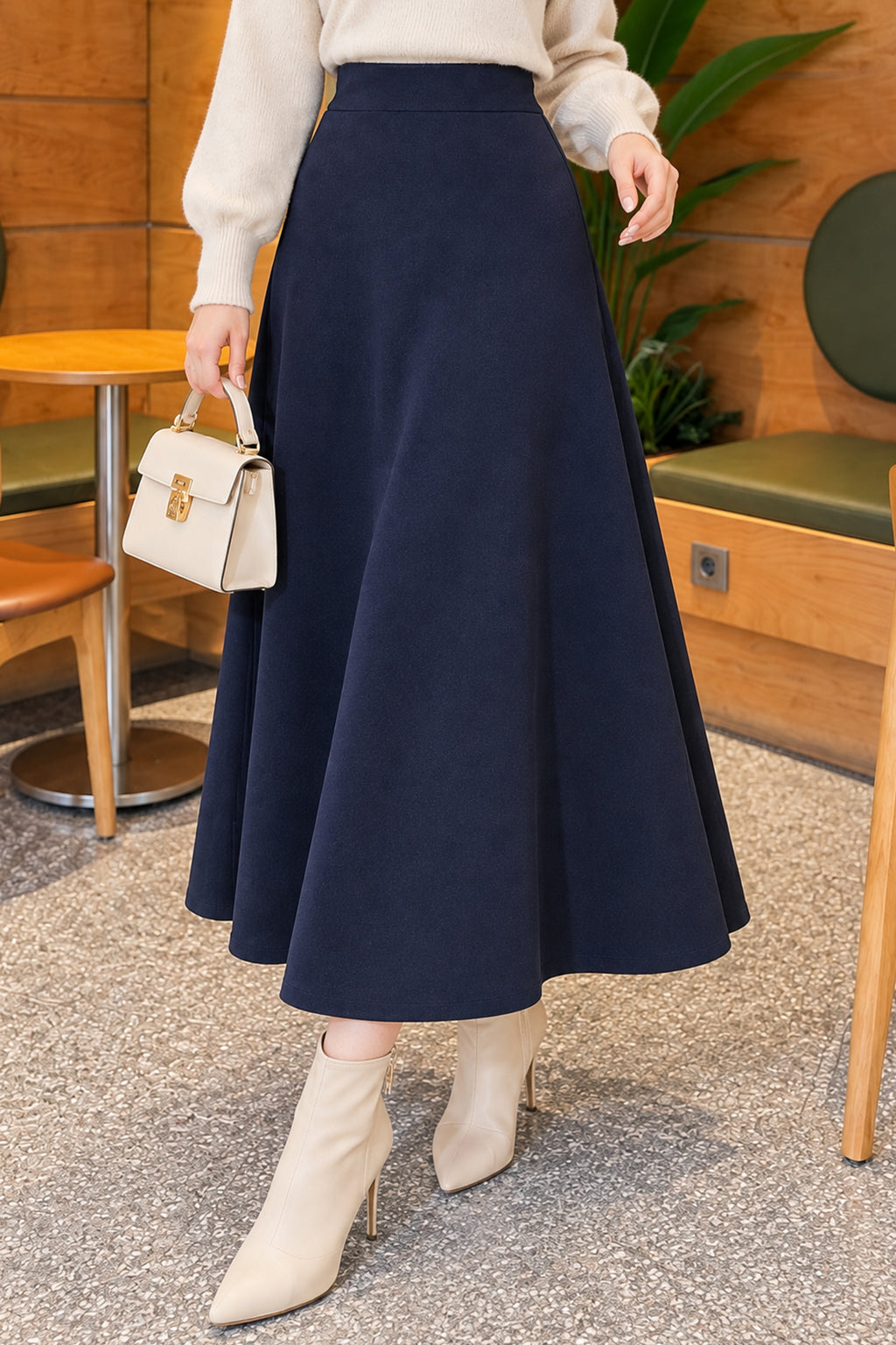 Flared Basic Skirt with Elasticated Waist